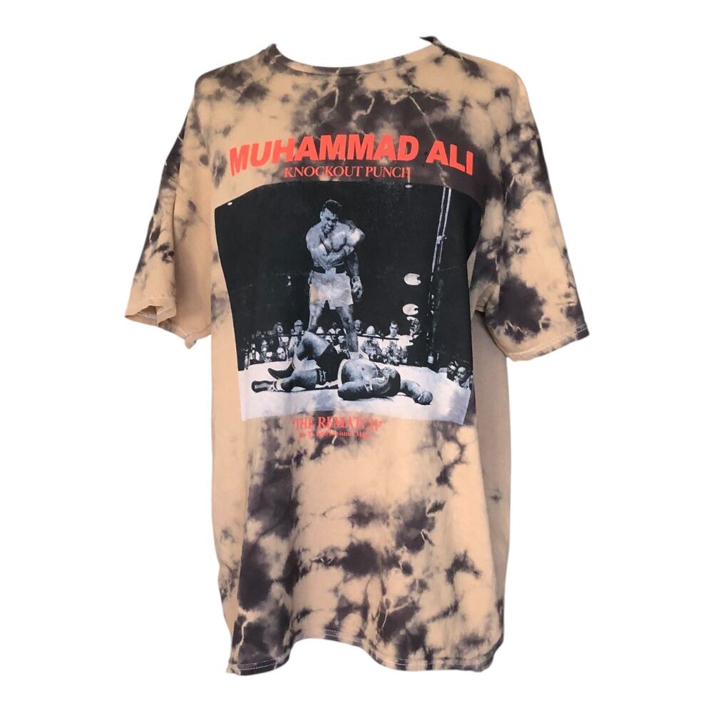 Muhammad Ali Knockout Punch The Rematch Tie-Dye T-Shirt Crew Neck Unisex Large